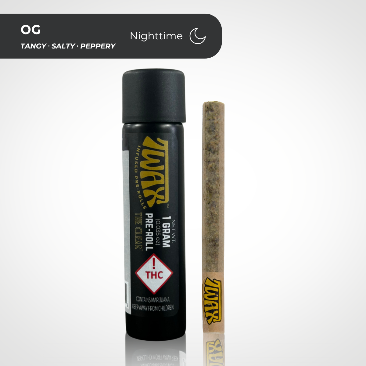 Photograph of product: The Clear | 1g Twax Preroll | OG