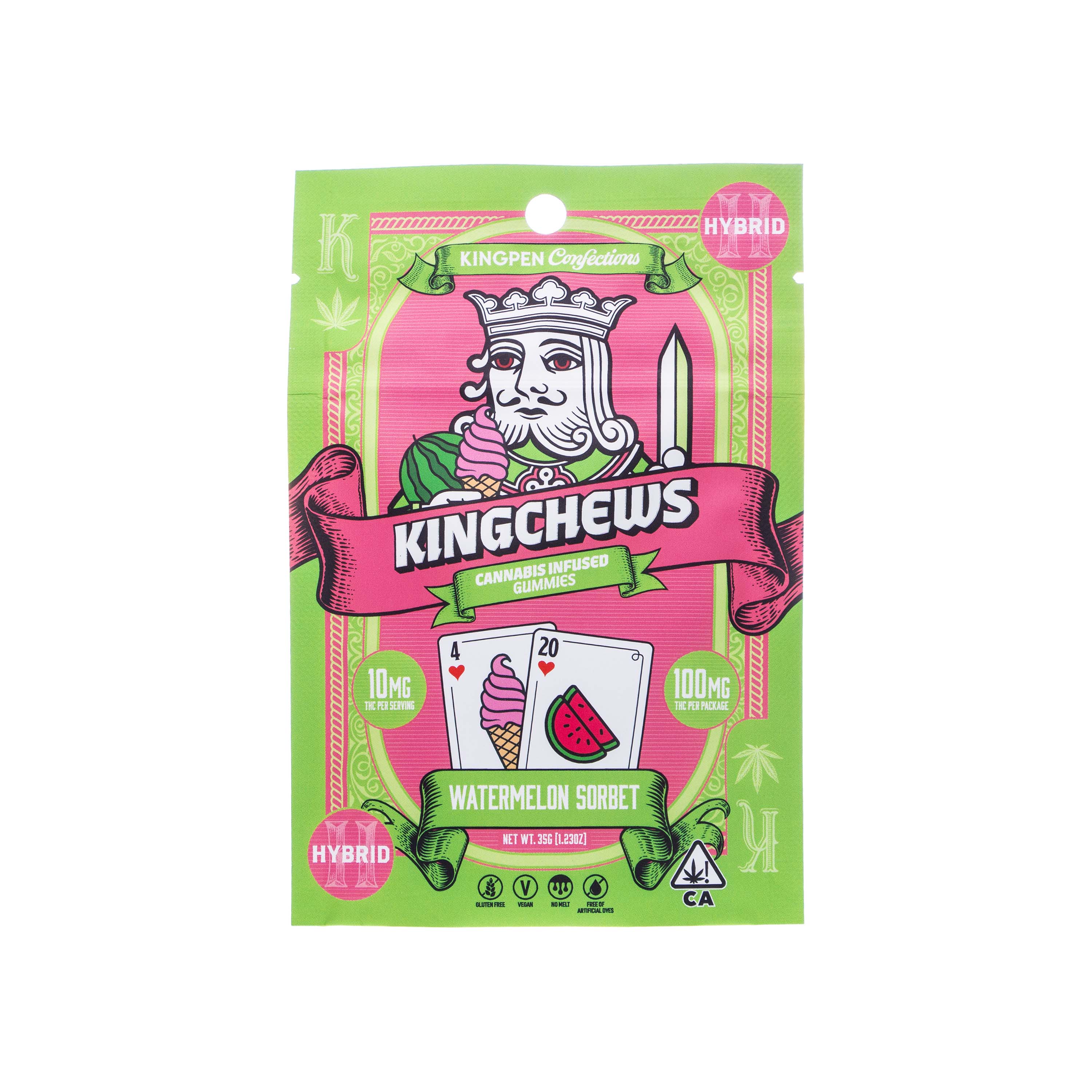 Photograph of product: Kingchews | Watermelon Sorbet Gummies (100mg TH-oui)