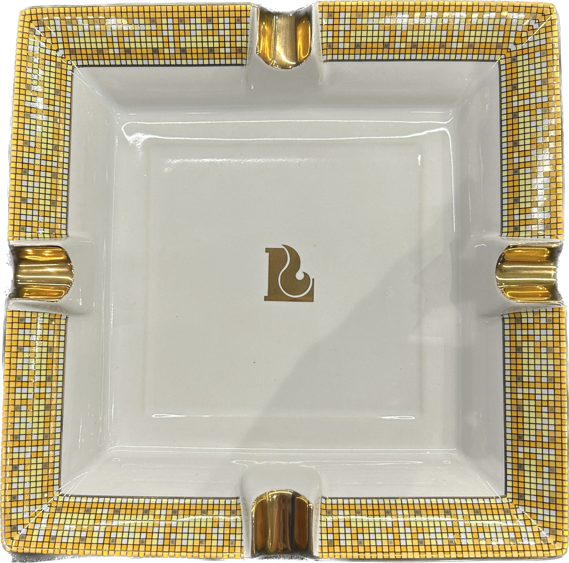 Photograph of product: Lucienne Mosaic Border Square Ceramic Ashtray 8.25"