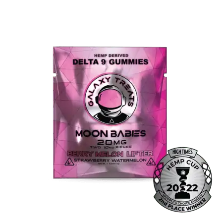 Photograph of product: GALAXY TREATS Moon Babies Delta 9 TH-oui Gummies Berry Melon Lifter 2pack/10mg ea