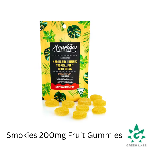 Photograph of product: (REC) Smokies 200mg Gummies - Sweet Tropical Fruit - Oui'd