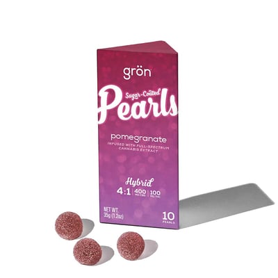 Photograph of Product: Pomegranate (H) Gron | 10 Pack Gummy Pearls (100mg THC: 400mg CBD)