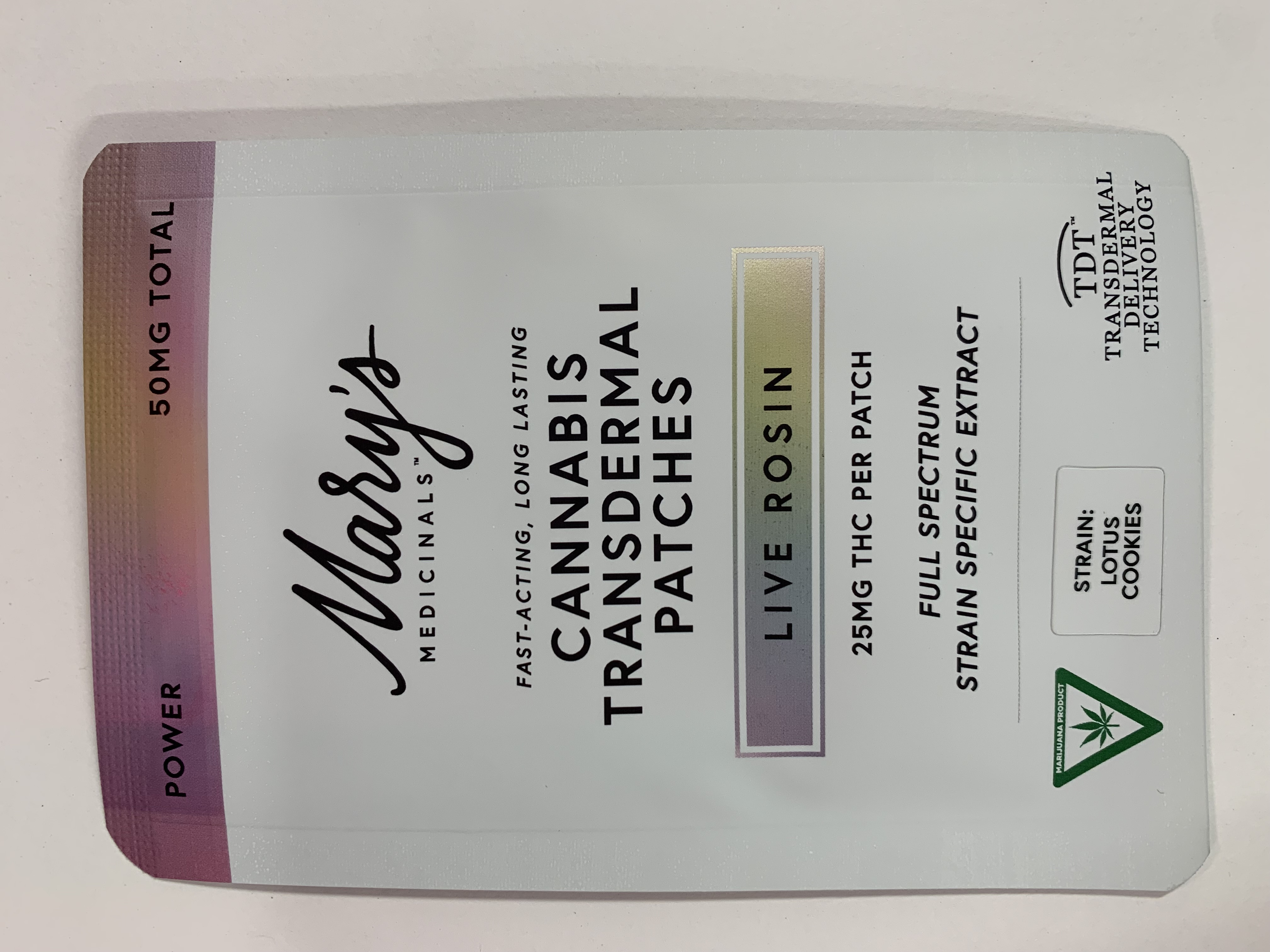Photograph of product: Topical - Mary's - Transdermal Patch - (Power) Lotus Cookies - (Live au chocolat Rosin) - 50mg TH-oui