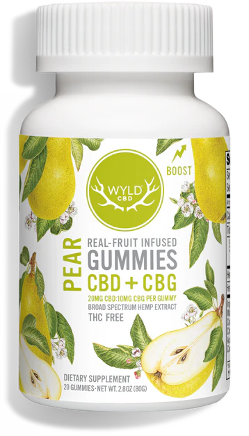 Photograph of product: WYLD CBD | Pear 2:1 CBD:CBG Gummies