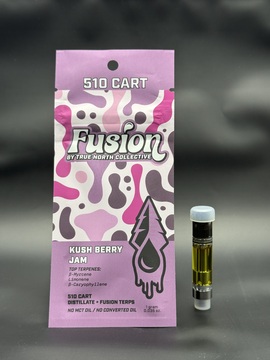 Photograph of product: Kushberry Jam 510 Thread Fusion Cartridge | True North Collective | 1g
