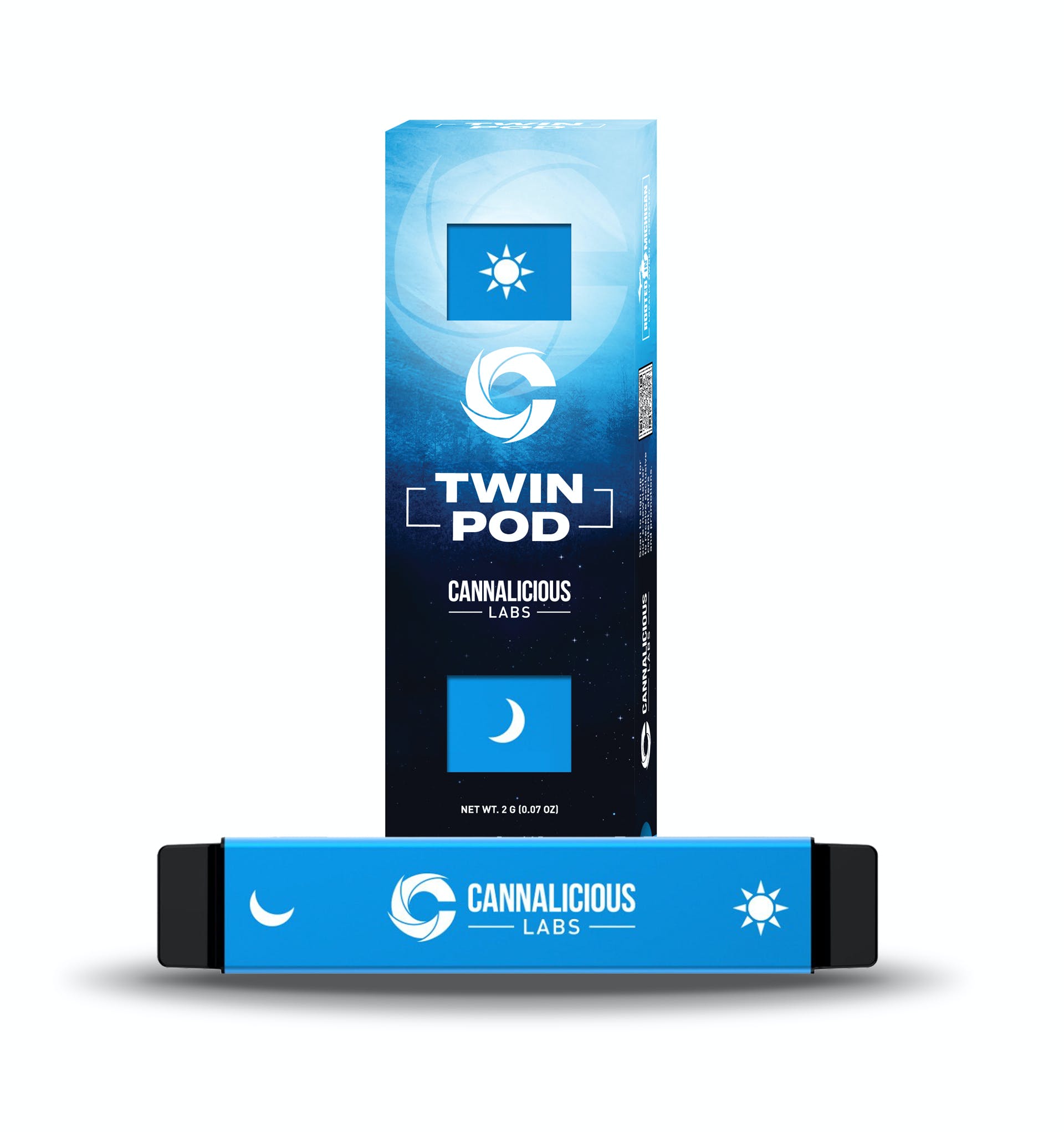 Photograph of product: Cannalicious | Sun Twin Pod Disposable (Scan 2) | Sour Tangie Haze