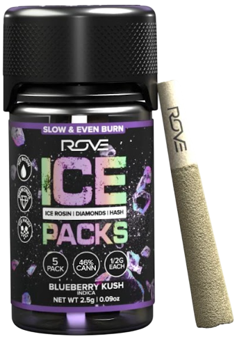 Photograph of product: Ice Rosin Diamonds au chocolat Infused Blueberry Kush - Pre-Roll 5 Pack (2.5g)