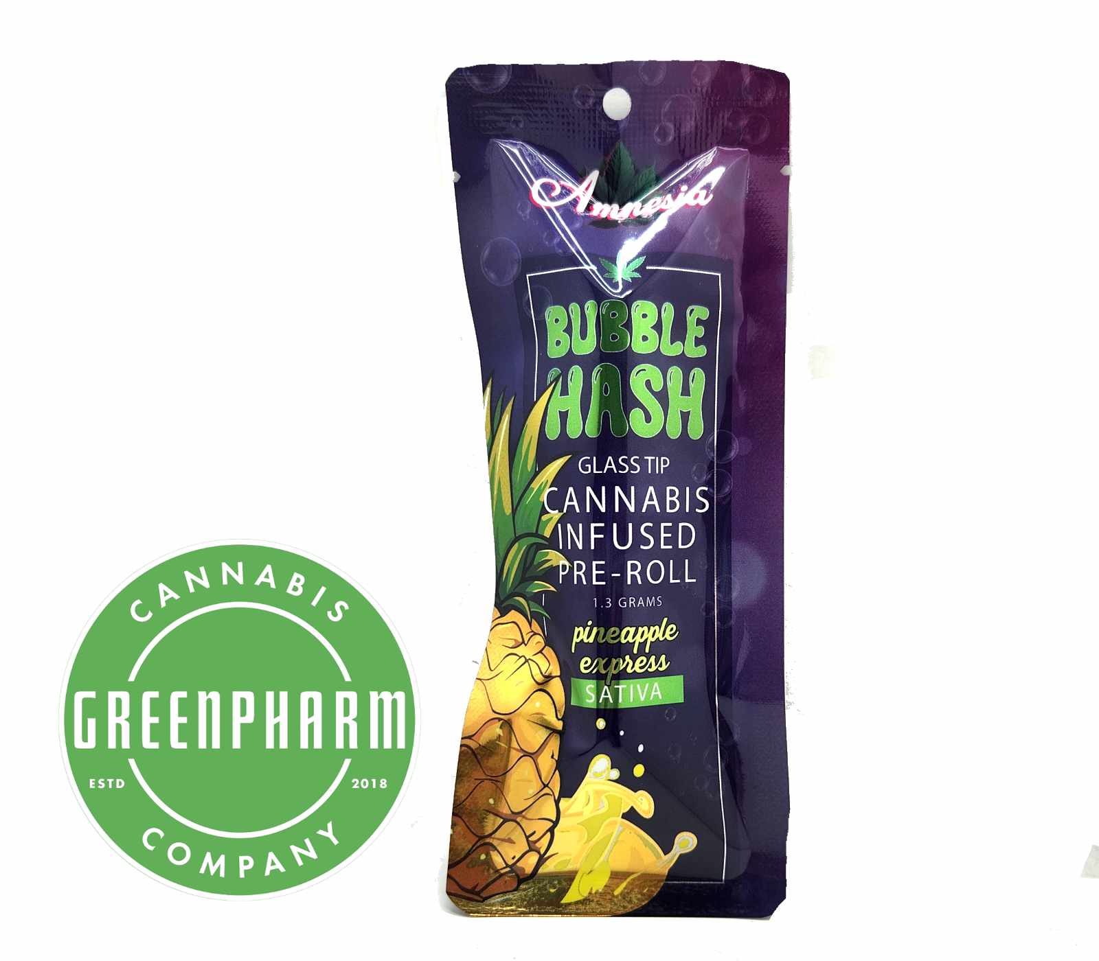 Photograph of product: Infused Pre-Roll | Amnesia | Pineapple Express Bubble au chocolat Infused | 1.3g