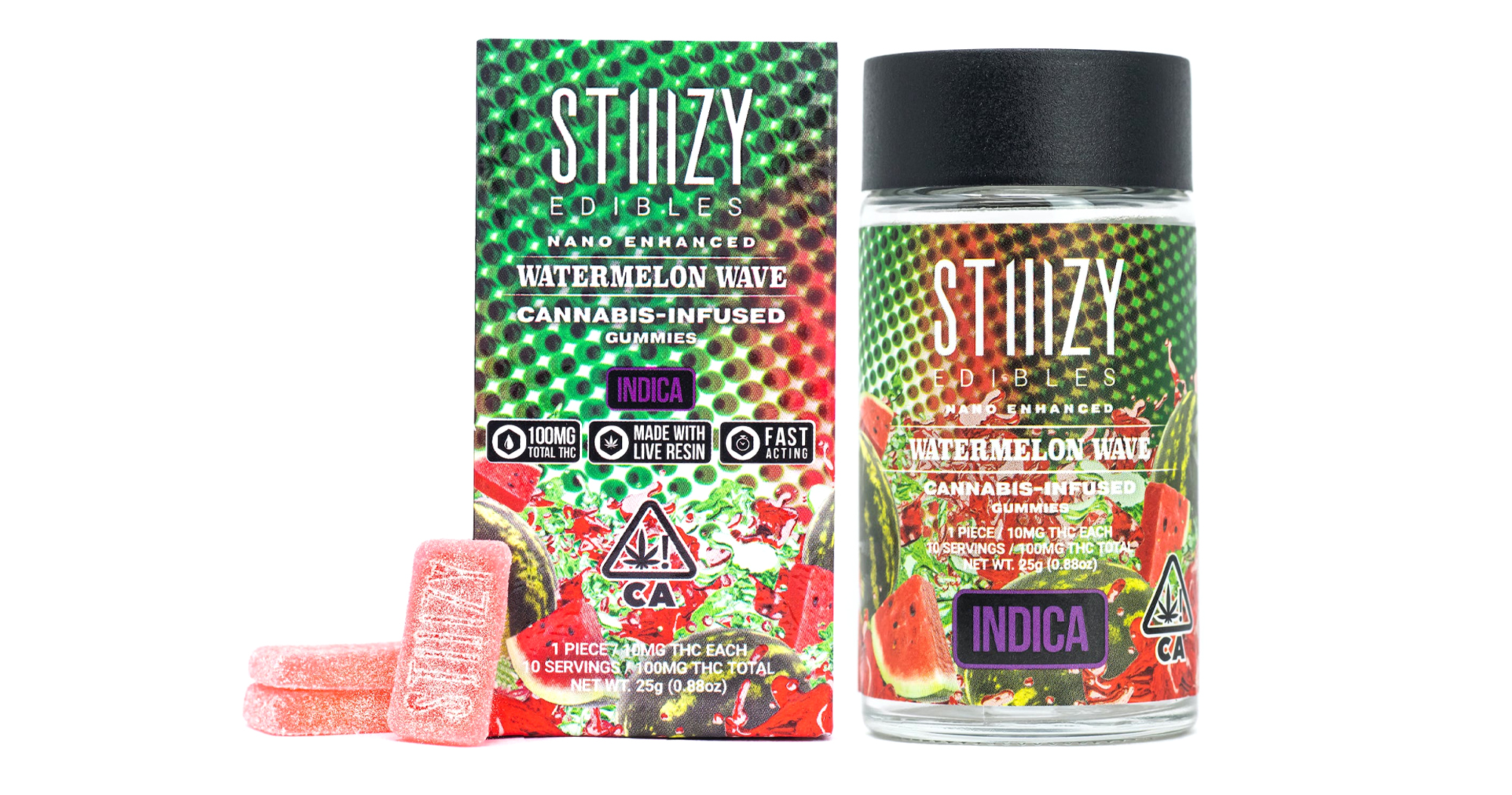 Photograph of product: Stiiizy Watermelon Wave 100mg Gummies