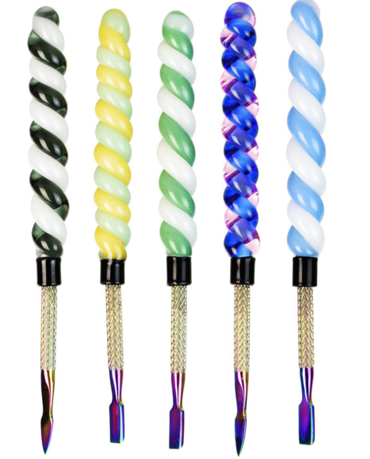 Photograph of product: 6" Unicorn Horn Glass & Anodized Steel Dab Tool
