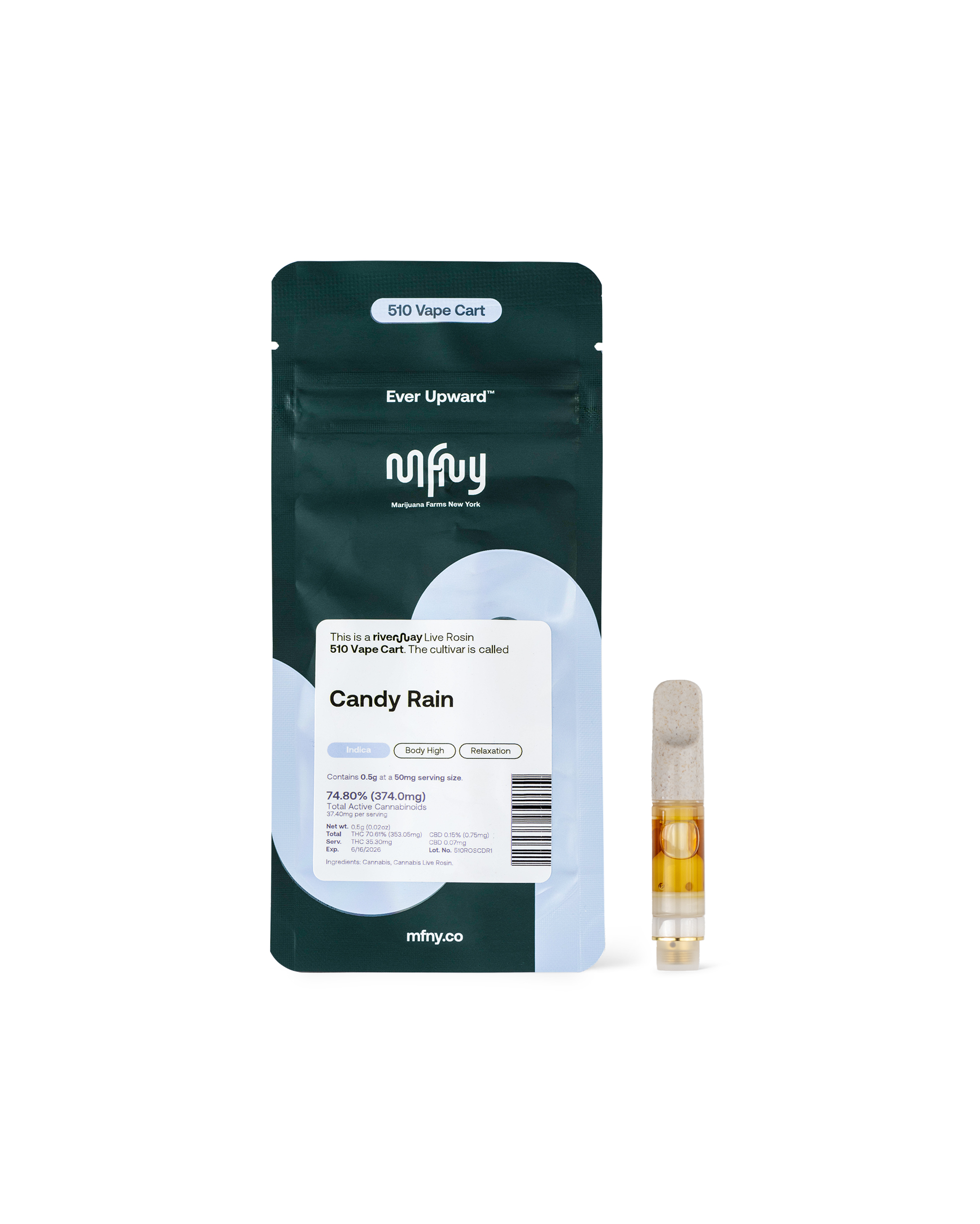 Photograph of Product: Riverway Live Rosin CANDY RAIN | .5 g Cart