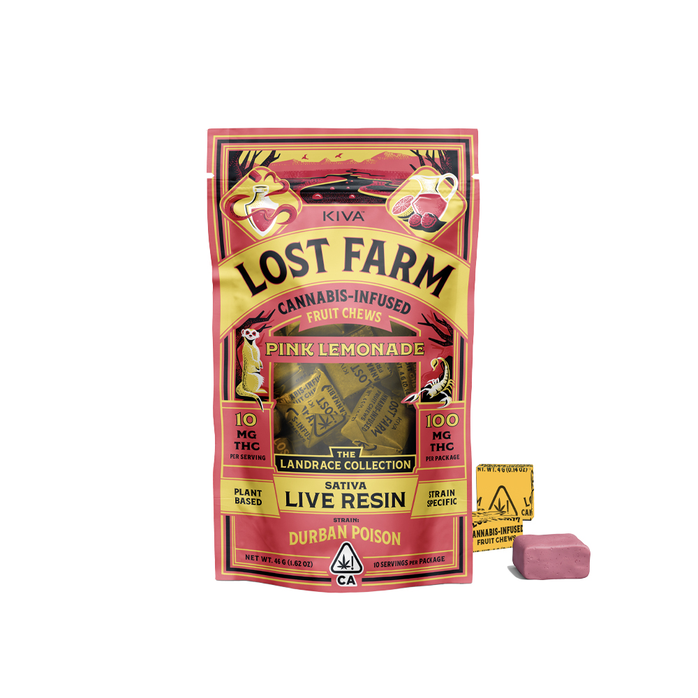 Photograph of product: LOST FARM PINK LEMONADE DURBAN POISON CHEWS [10 CT]