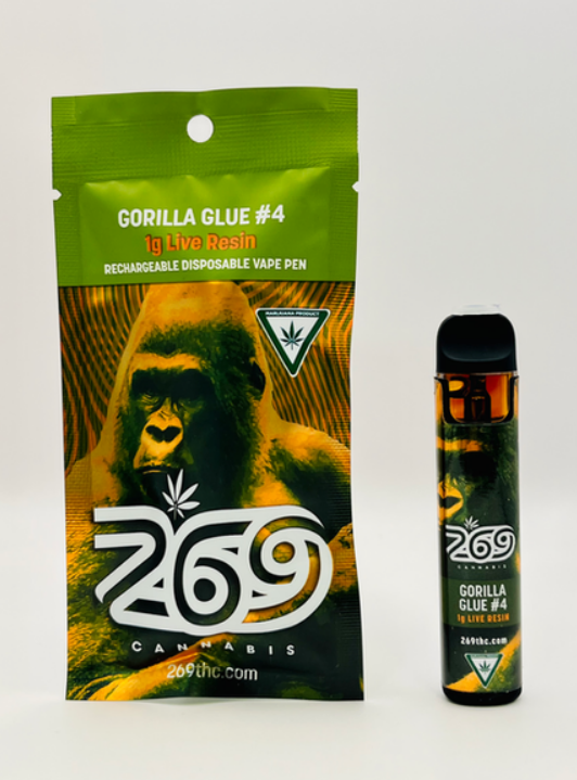 Photograph of product: 269 Oui'd | Gorilla Glue #4 | Disposable Vape Live Resin Oui'd Hydrid