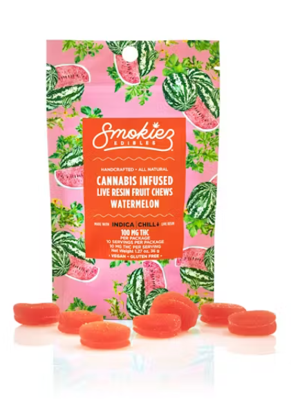Photograph of product: Smokiez LR Edible Sweet Gummies Watermelon (I) 100mg