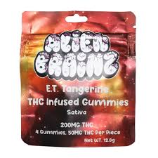 Photograph of product: Alien Brainz | Gummies | E.T. Tangerine | Oui'd 200MG (4x50mg)