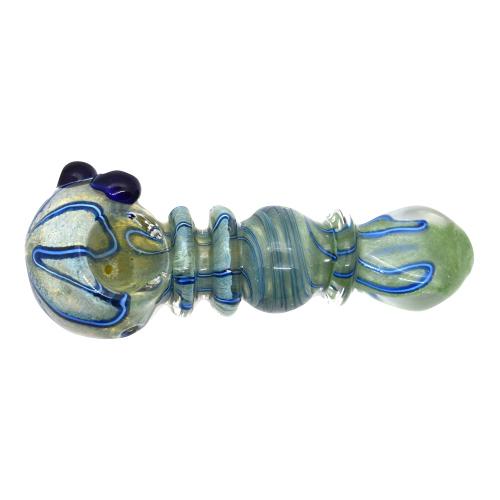 Photograph of product: 4" Triple Rings On Body Glow Style Frit Hand Pipe - Design May Vary