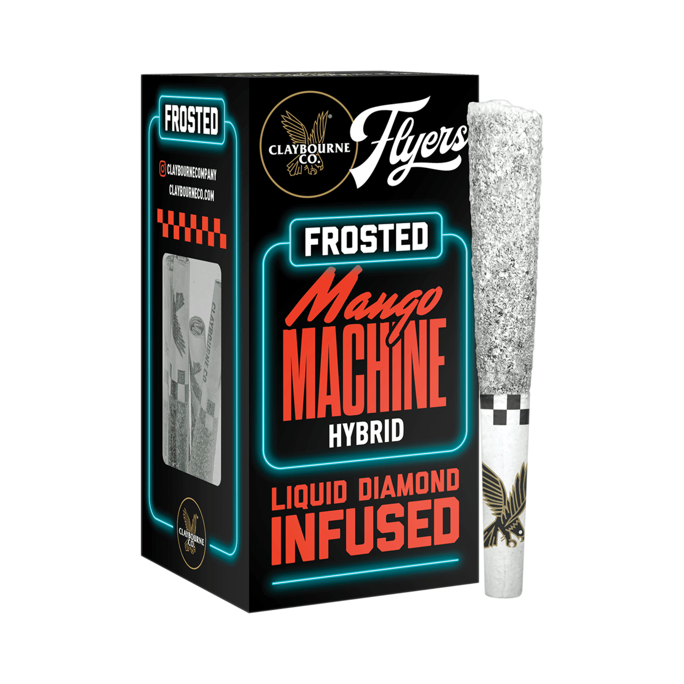 Photograph of product: Claybourne Co. - 2.5g - 5ct Flyers Frosted Infused Pre Rolls - Mango Machine