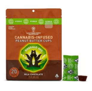 Photograph of product: Emerald Sky | Hybrid Milk Chocolate Peanut Butter Cups (20 Count) | 100mg