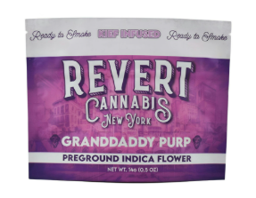 Photograph of product: Granddaddy Purp (I) Revert | Kief Infused Pre-Ground Flower (14g)