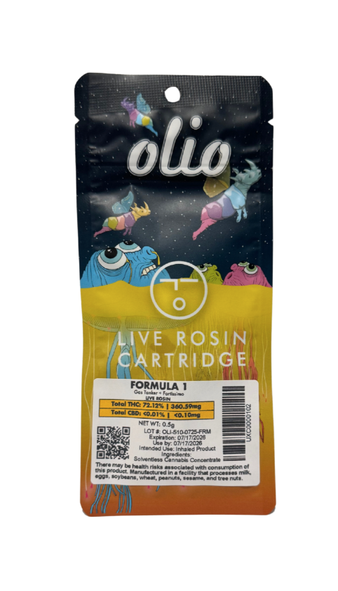 Photograph of product: Olio | Formula 1 | Live Rosin Vape Cart | Oui'd