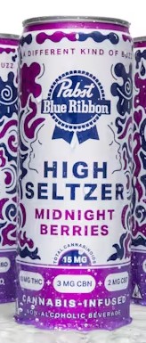 Photograph of product: PABST MIDNIGHT BERRIES HIGH SELTZER 10:3:2 TH-oui:CBN:CBD Oui'd 10MG