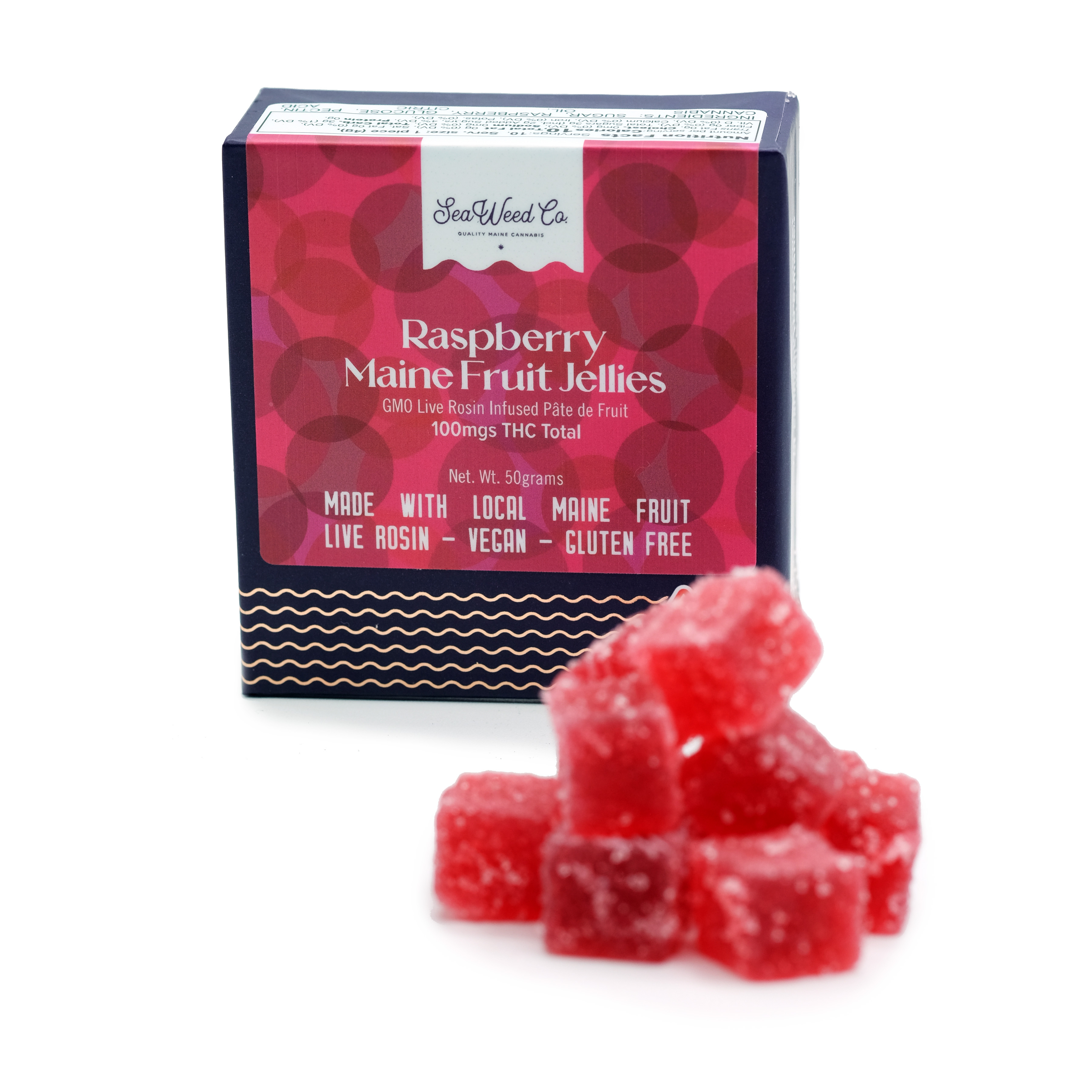 Photograph of product: SWC - GMO - Raspberry - Maine Fruit Jellies - Live Rosin - 100mg (11pk)