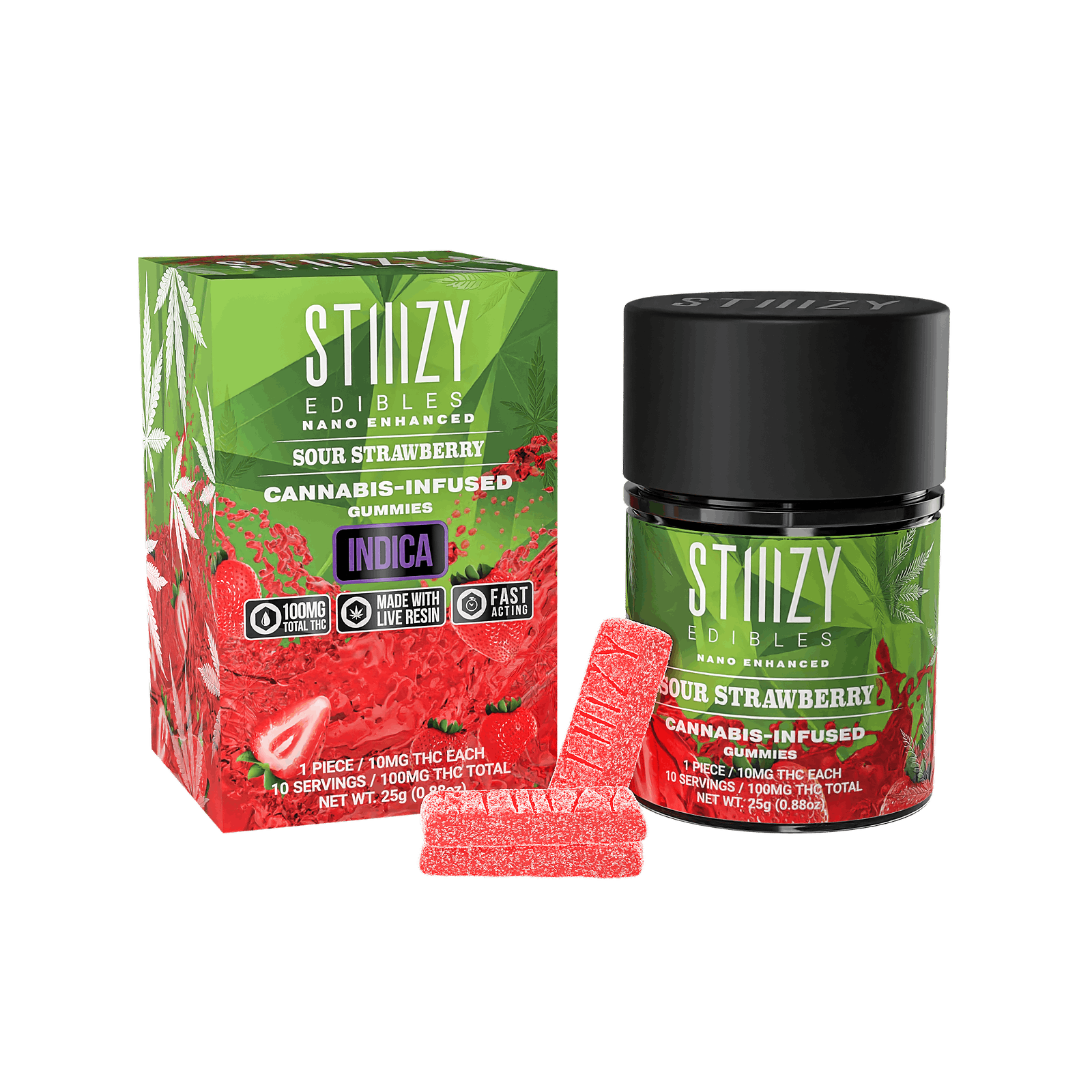 Photograph of product: Stiiizy Sour Strawberry 100mg Gummies