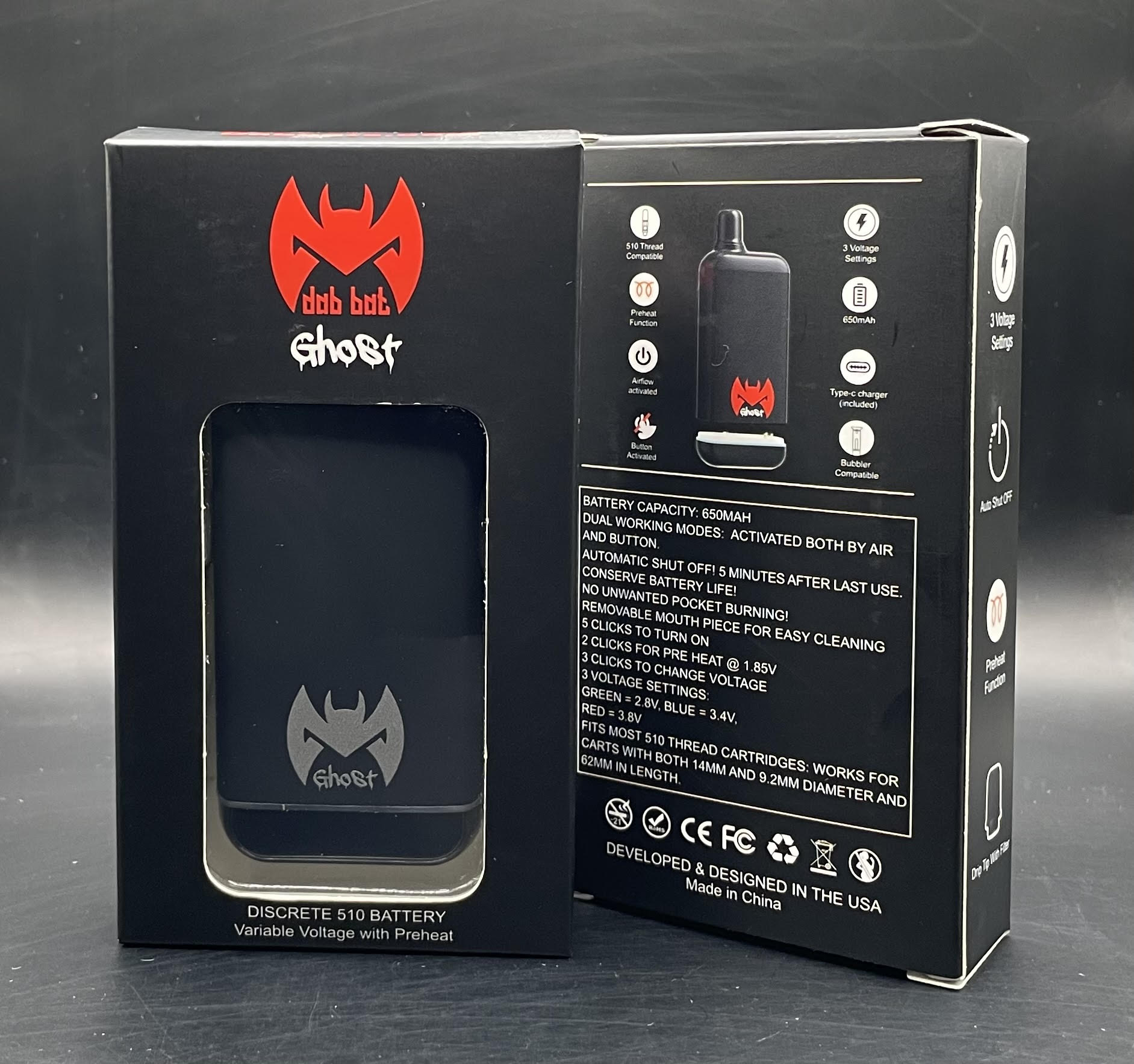 Photograph of product: Dab Bat Ghost Battery (Black)