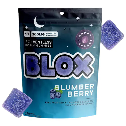 Photograph of product: Blox - Slumber Berry 1:1 TH-oui/CBN - 100mg Gummy