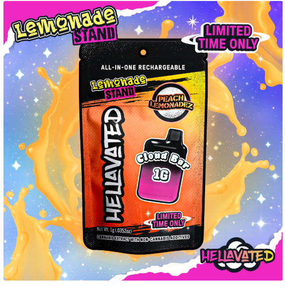 Photograph of product: Peach Lemonadez Cloud Bar AIO | 1G | Hellavated