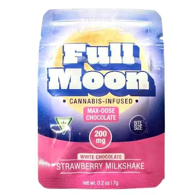 Photograph of product: Midnight Roots Full Moon Strawberry Milkshake White Chocolate Coin | 200mg