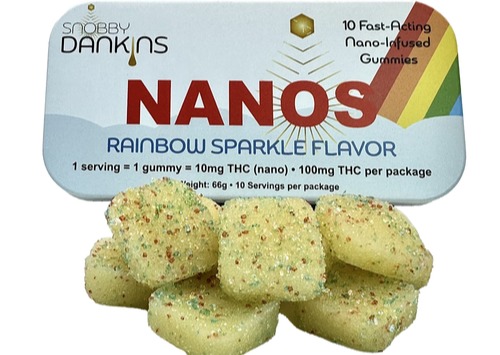 Photograph of product: Snobby Dankins | Sour Rainbow Sparkle | Gummies | 10-pack | 100mg