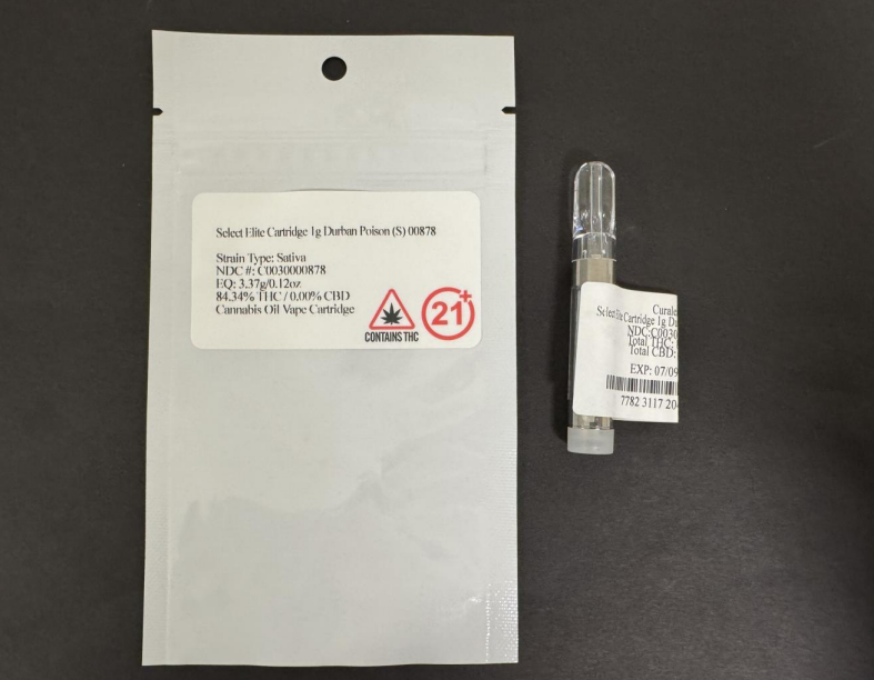 Photograph of product: Select Elite: Durban Poison | 1g Cart (S) | Curaleaf 00878