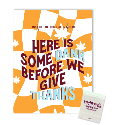Photograph of product: KushKards | Give Dank with Thanks Oui'd Greeting Pre-Roll Card | Greeting Cards