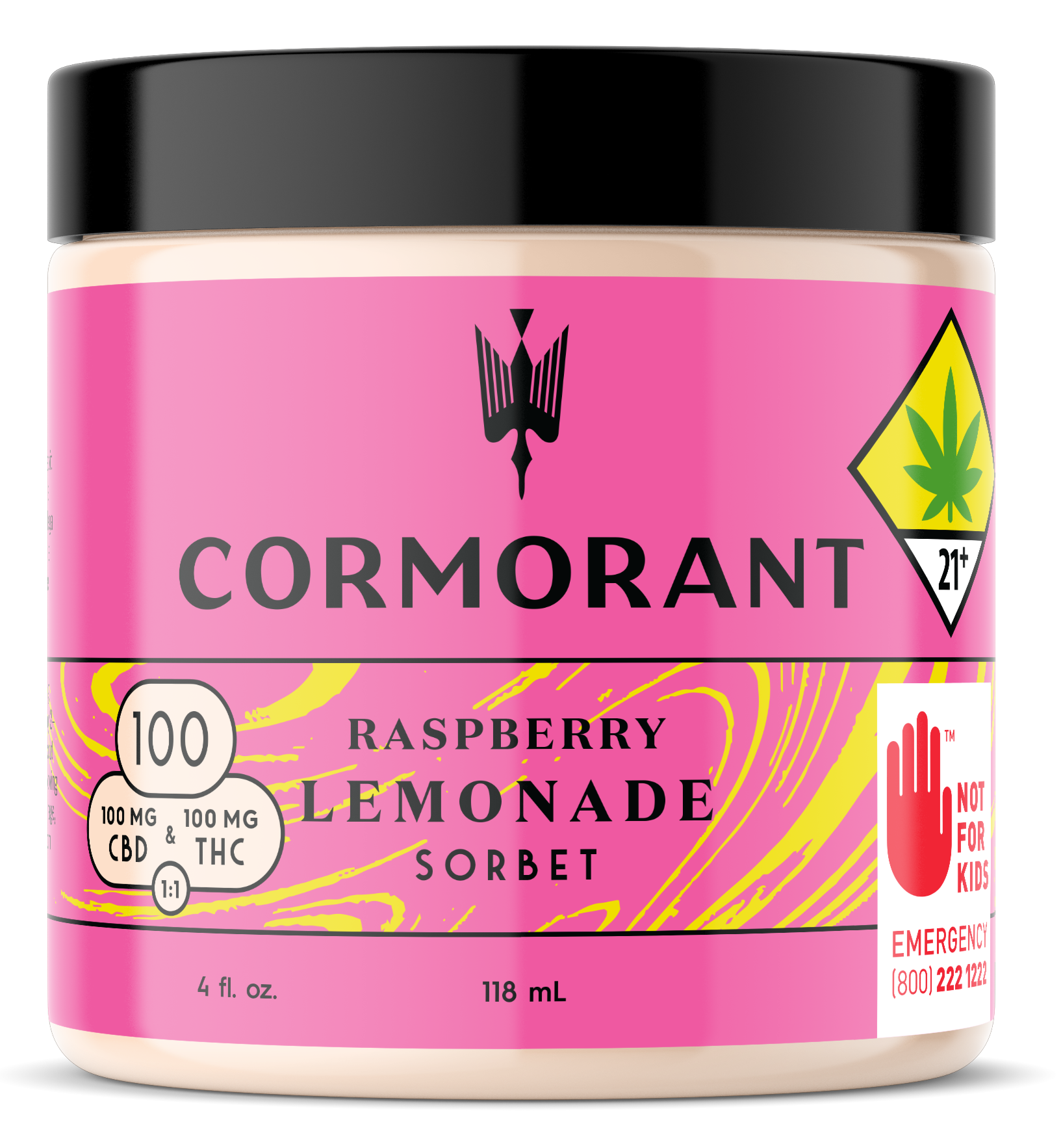 Photograph of product: Cormorant | 4oz Raspberry Lemonade 1:1 Sorbet | DOH | 100mg TH-oui