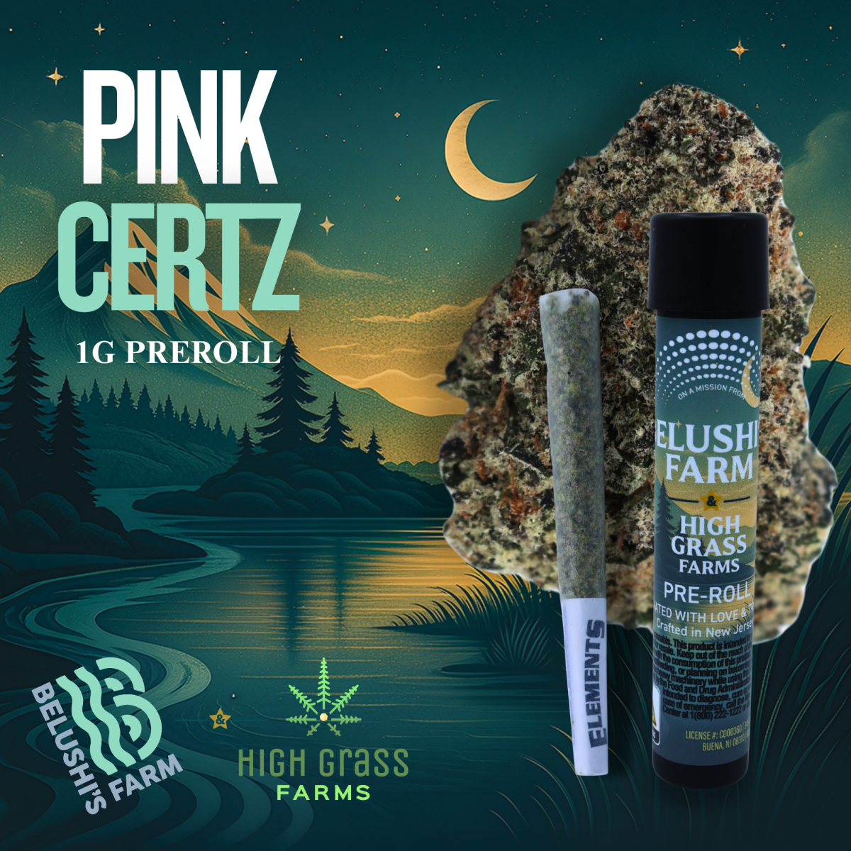 Photograph of product: Belushi's Farm | Pink Certz (H) Pre Roll | 1g
