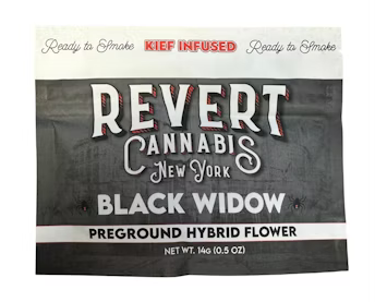 Photograph of product: Black Widow Kief Infused Pre Ground Flower | Hybrid | Revert - 14g