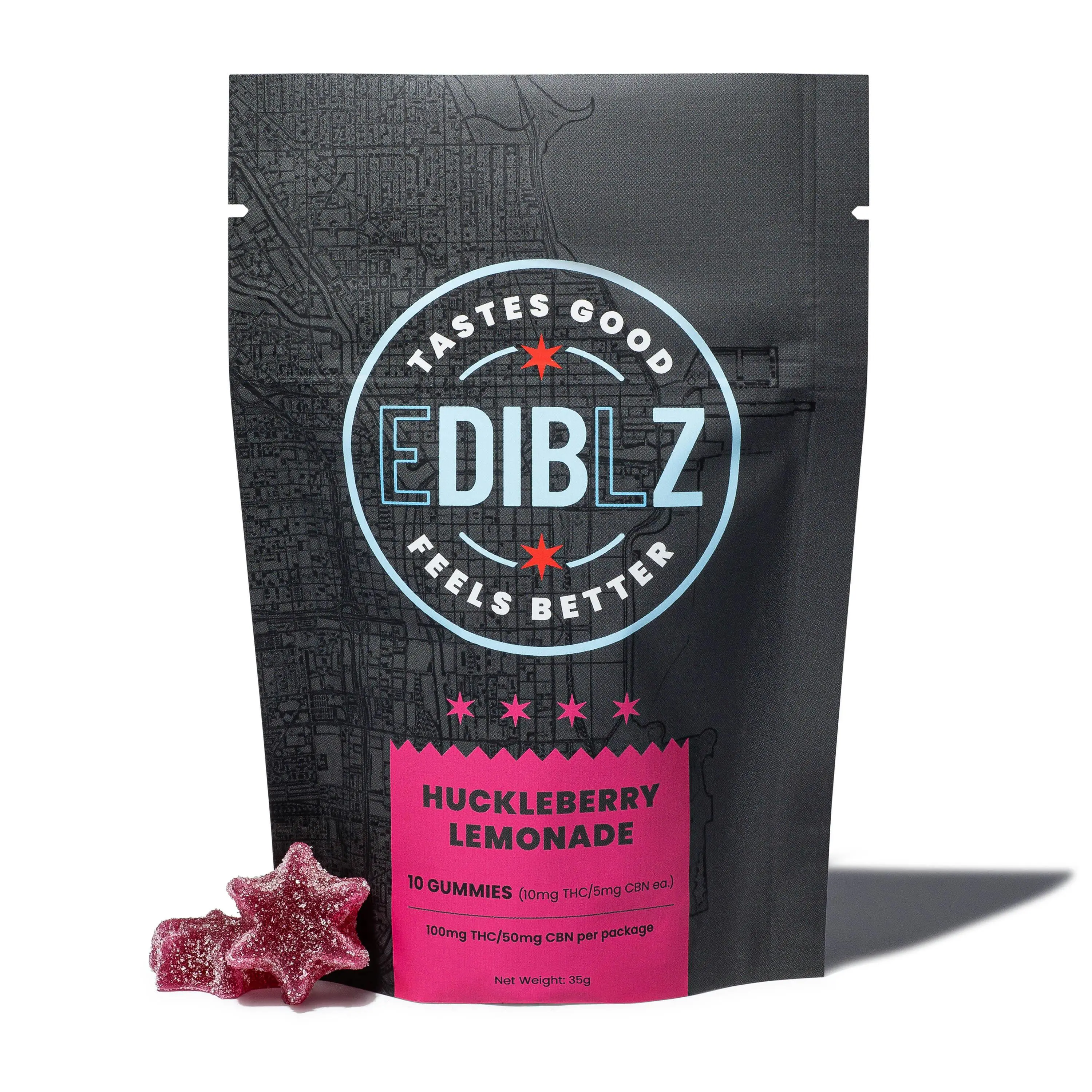 Photograph of product: DIBZ - Gummies 2:1 - Huckleberry Lemonade (I) (100mg TH-oui/ 50mg CBN)