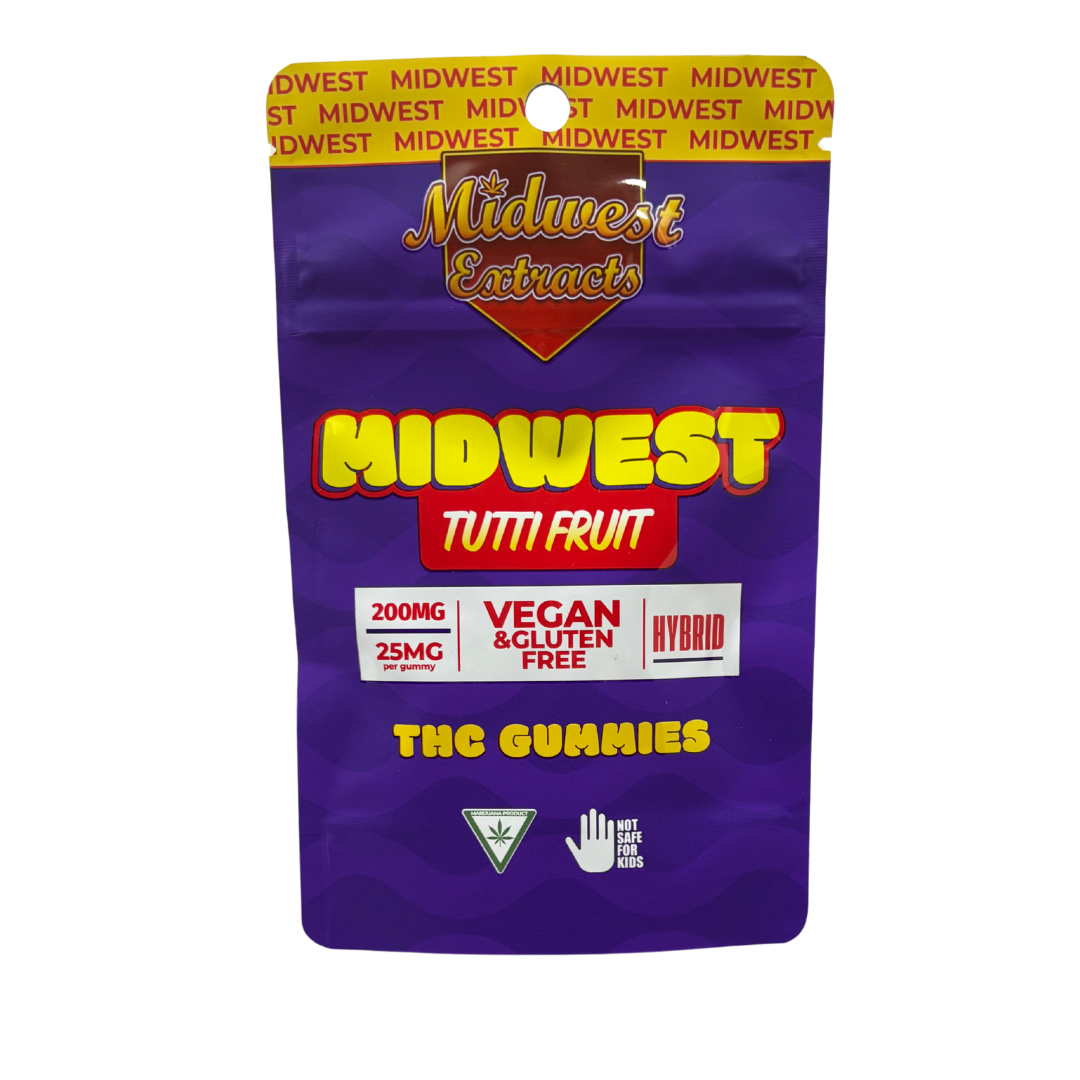 Photograph of product: Midwest Extracts - 200mg Gummies - Tutti Fruit