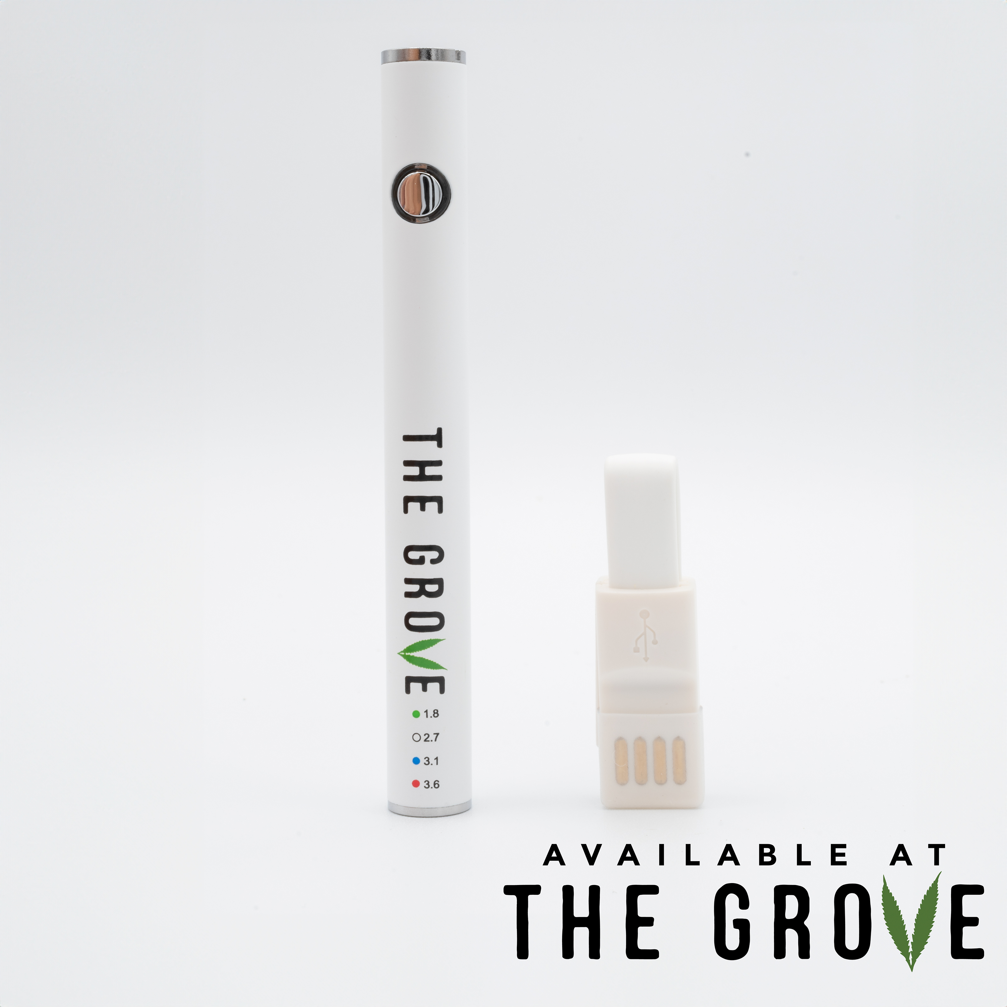 Photograph of Product: The Grove | Button 510 Thread Battery - White