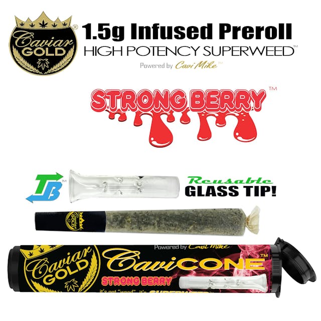 Photograph of product: Strongberry | 1.5g Cavi Cone Infused Pre-roll
