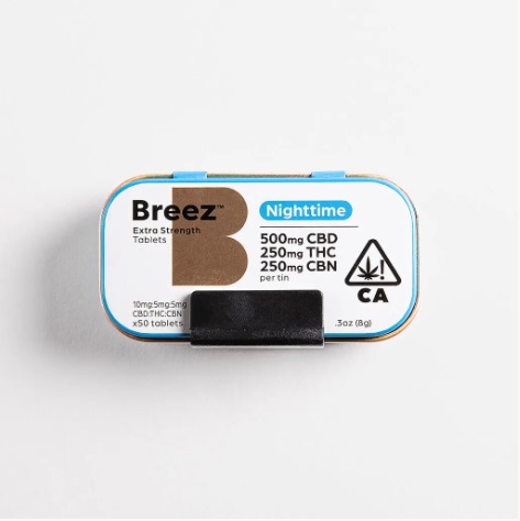Photograph of product: Breez Night Time 10:5:5 CBD:TH-oui:CBN Tablets