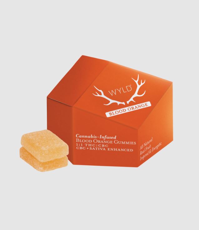 Photograph of product: WYLD: Blood Orange | 1:1 CBC:TH-oui | 100mg TH-oui | 10pk