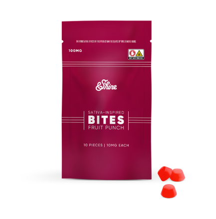 Photograph of product: &Shine Fruit Punch 100mg 10pk gummies