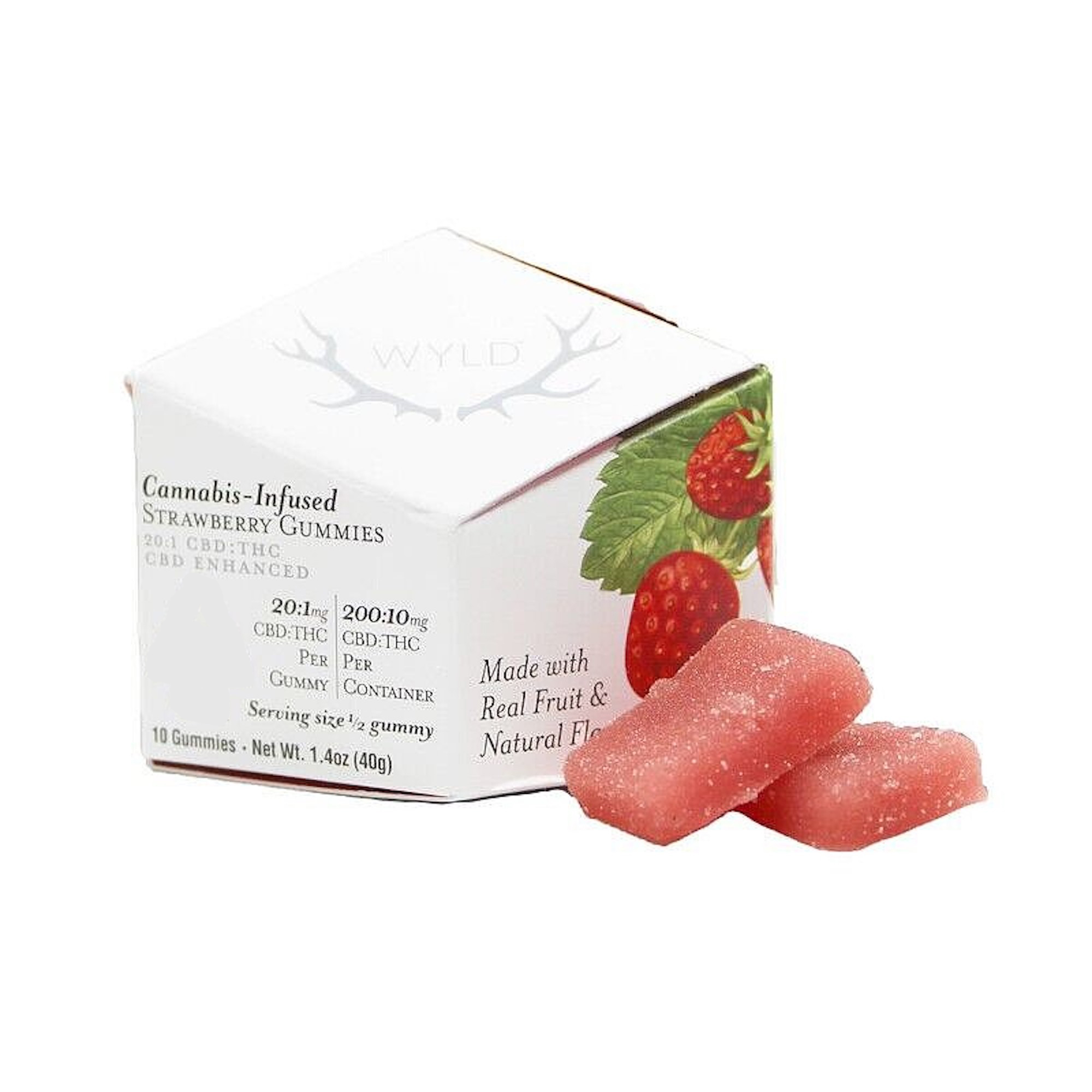 Photograph of product: Wyld | Strawberry 20:1 CBD + Hybrid Enhanced Gummies | 200:10mg