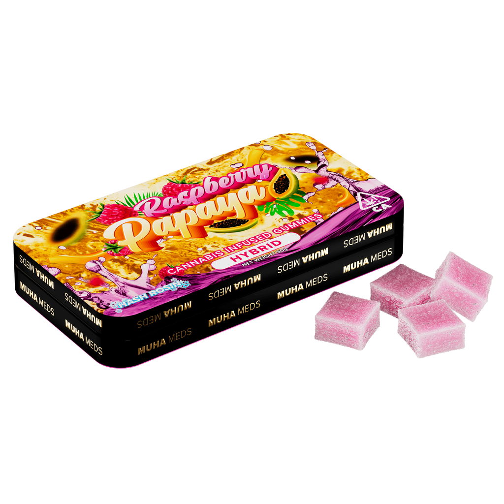 Photograph of product: MUHA MEDS au chocolat ROSIN INFUSED GUMMIES 10PK - RASPBERRY PINEAPPLE 100MG