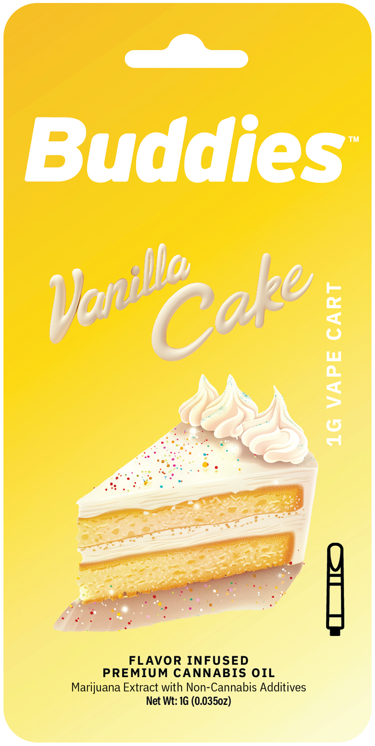 Photograph of product: Cartridge - 1g Buddies Flavored - Vanilla Cake - GREEN LEAF SPECIAL