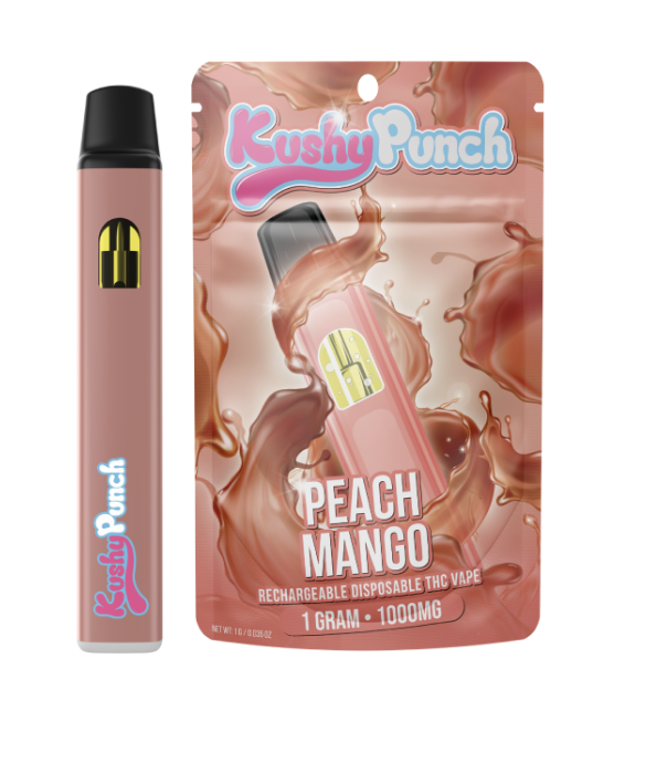 Photograph of product: KUSHY PUNCH PEACH MANGO DISPOSABLE 1G