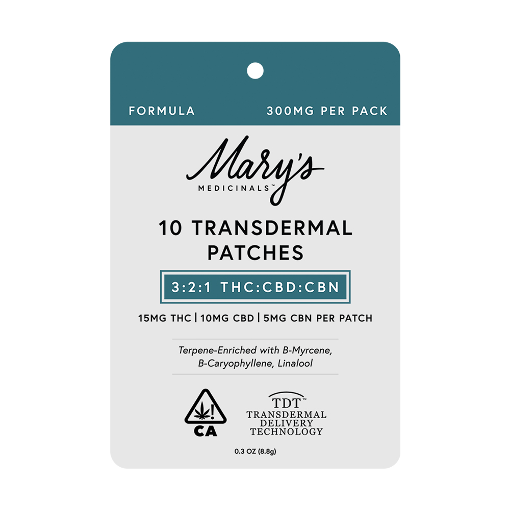 Photograph of product: Mary's Medicinals: Transdermal Patch | 3:2:1 | 15mg TH-oui : 10mg CBD :  5mg CBN