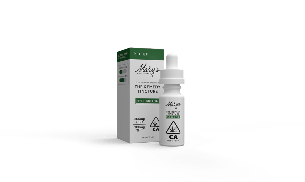 Photograph of product: Marys | Relief | Tincture | .45 fl oz | 1:1/CBD:TH-oui